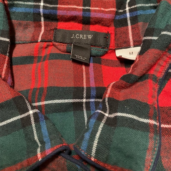 J Crew Red Plaid Button Down Sleep Shirt Size M - Picture 9 of 12